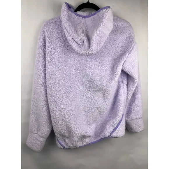 Athleta Girl Hooded Sherpa Pullover, Lavender Purple Fleece Cozy Kangaroo Pocket - Picture 7 of 16
